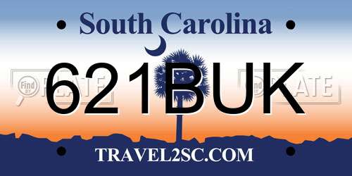 621BUK South Carolina License Plate