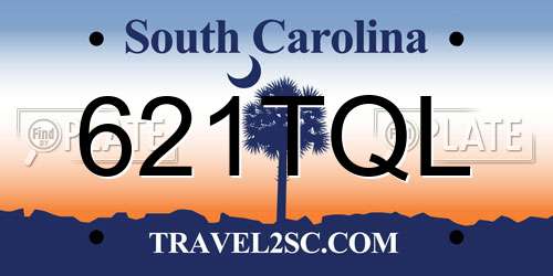 621TQL South Carolina License Plate