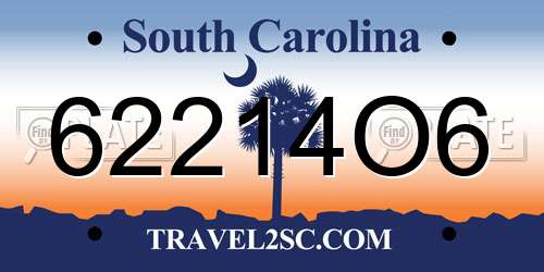 62214O6 South Carolina License Plate