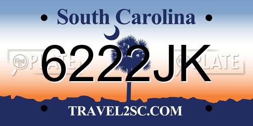 6222JK South Carolina License Plate