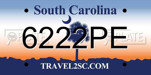 6222PE South Carolina License Plate