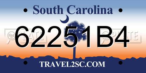 62251B4 South Carolina License Plate