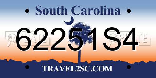 62251S4 South Carolina License Plate