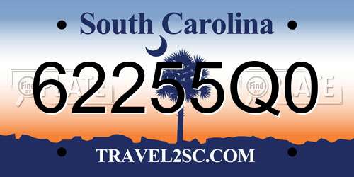 62255Q0 South Carolina License Plate