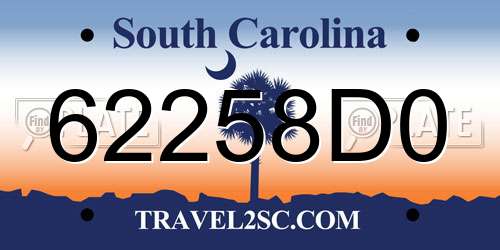 62258D0 South Carolina License Plate