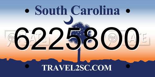 62258O0 South Carolina License Plate