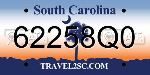 62258Q0 South Carolina License Plate