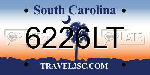 6226LT South Carolina License Plate
