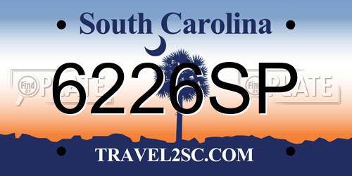 6226SP South Carolina License Plate