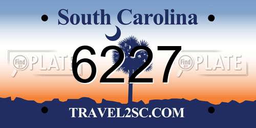6227 South Carolina License Plate