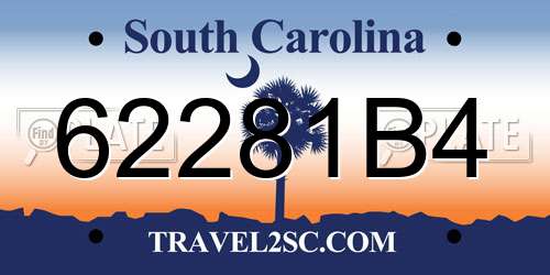 62281B4 South Carolina License Plate