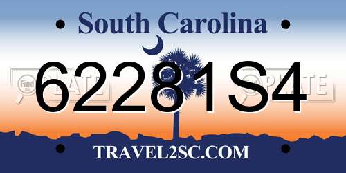 62281S4 South Carolina License Plate