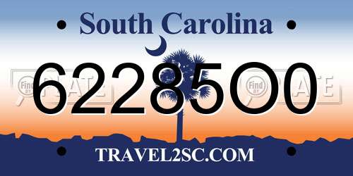 62285O0 South Carolina License Plate