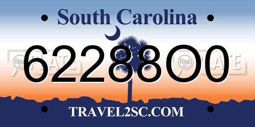 62288O0 South Carolina License Plate