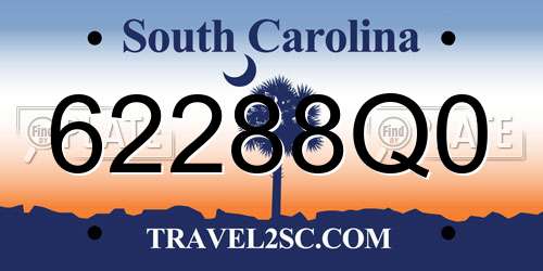 62288Q0 South Carolina License Plate