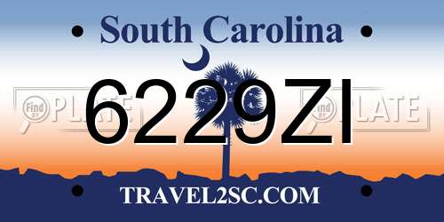6229ZI South Carolina License Plate