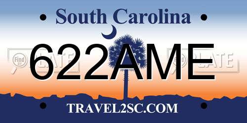 622AME South Carolina License Plate