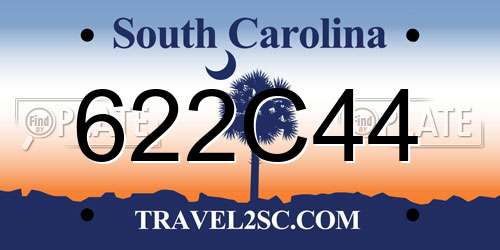 622C44 South Carolina License Plate