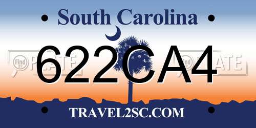622CA4 South Carolina License Plate