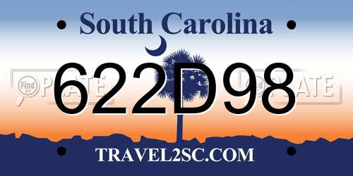 622D98 South Carolina License Plate