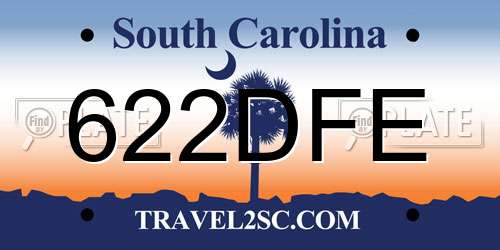 622DFE South Carolina License Plate