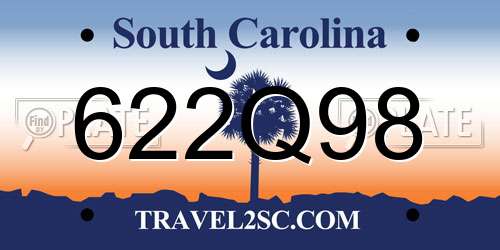 622Q98 South Carolina License Plate