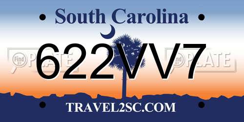 622VV7 South Carolina License Plate