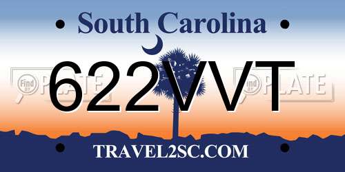 622VVT South Carolina License Plate