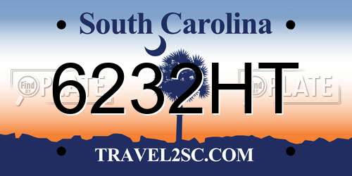 6232HT South Carolina License Plate