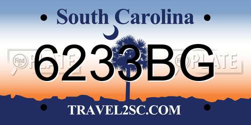 6233BG South Carolina License Plate