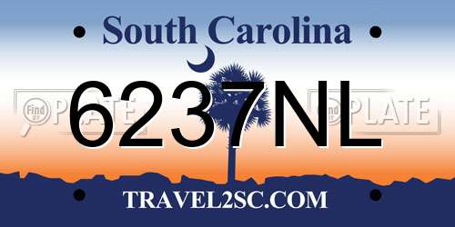 6237NL South Carolina License Plate