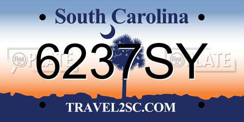 6237SY South Carolina License Plate