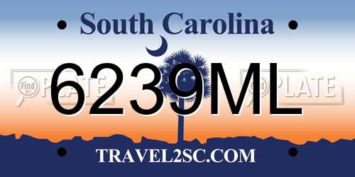 6239ML South Carolina License Plate