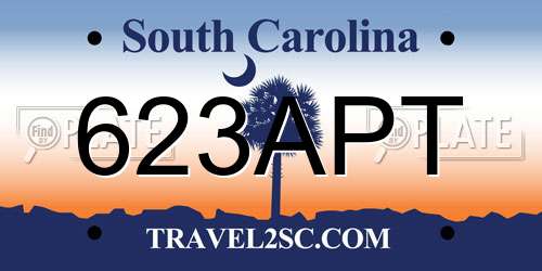623APT South Carolina License Plate