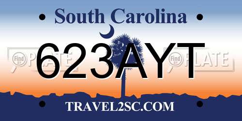 623AYT South Carolina License Plate