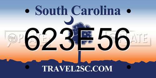 623E56 South Carolina License Plate