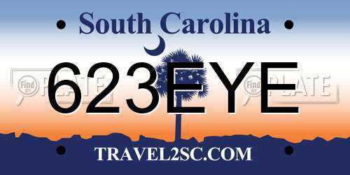 623EYE South Carolina License Plate