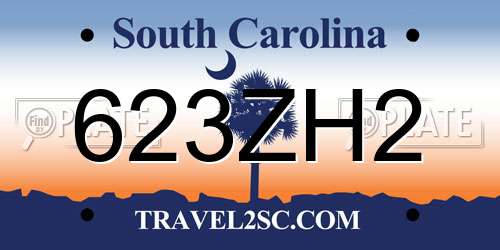 623ZH2 South Carolina License Plate
