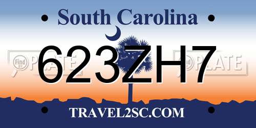 623ZH7 South Carolina License Plate