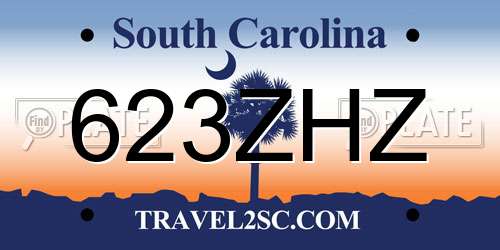 623ZHZ South Carolina License Plate