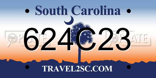 624C23 South Carolina License Plate
