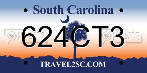 624CT3 South Carolina License Plate
