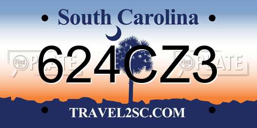 624CZ3 South Carolina License Plate