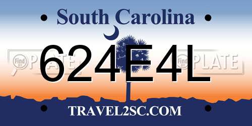 624E4L South Carolina License Plate