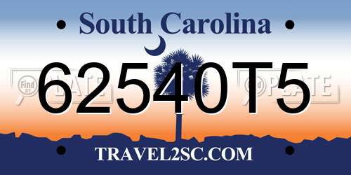 62540T5 South Carolina License Plate