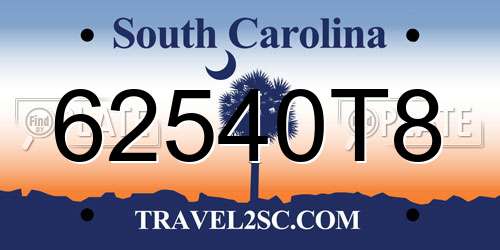 62540T8 South Carolina License Plate
