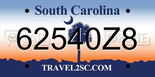 62540Z8 South Carolina License Plate