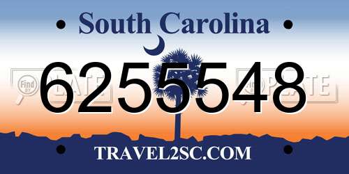 6255548 South Carolina License Plate