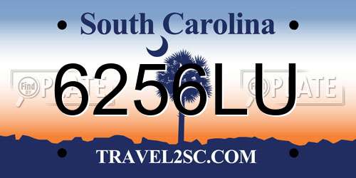6256LU South Carolina License Plate