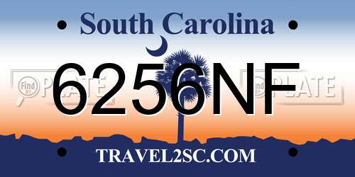6256NF South Carolina License Plate